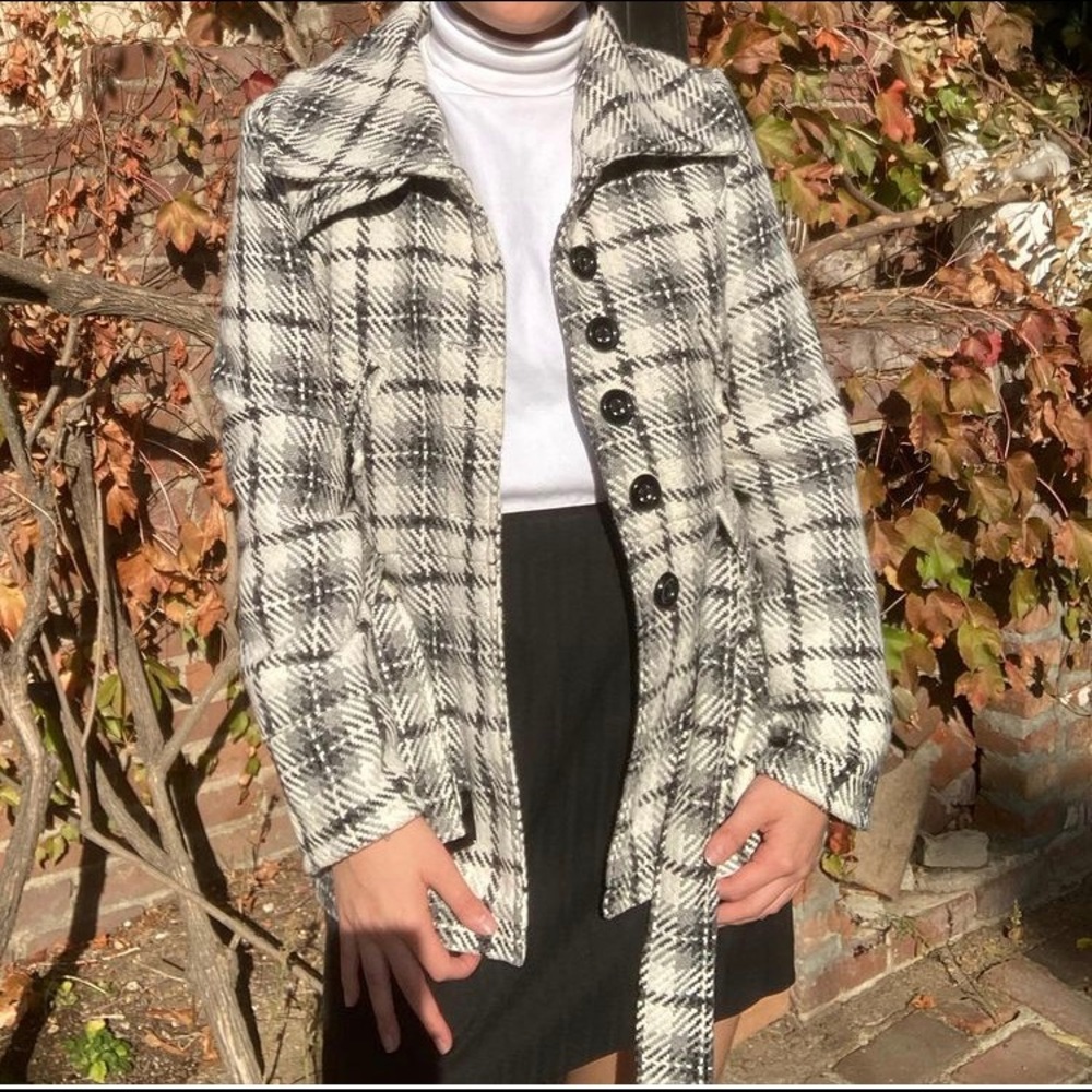 Plaid trench coat